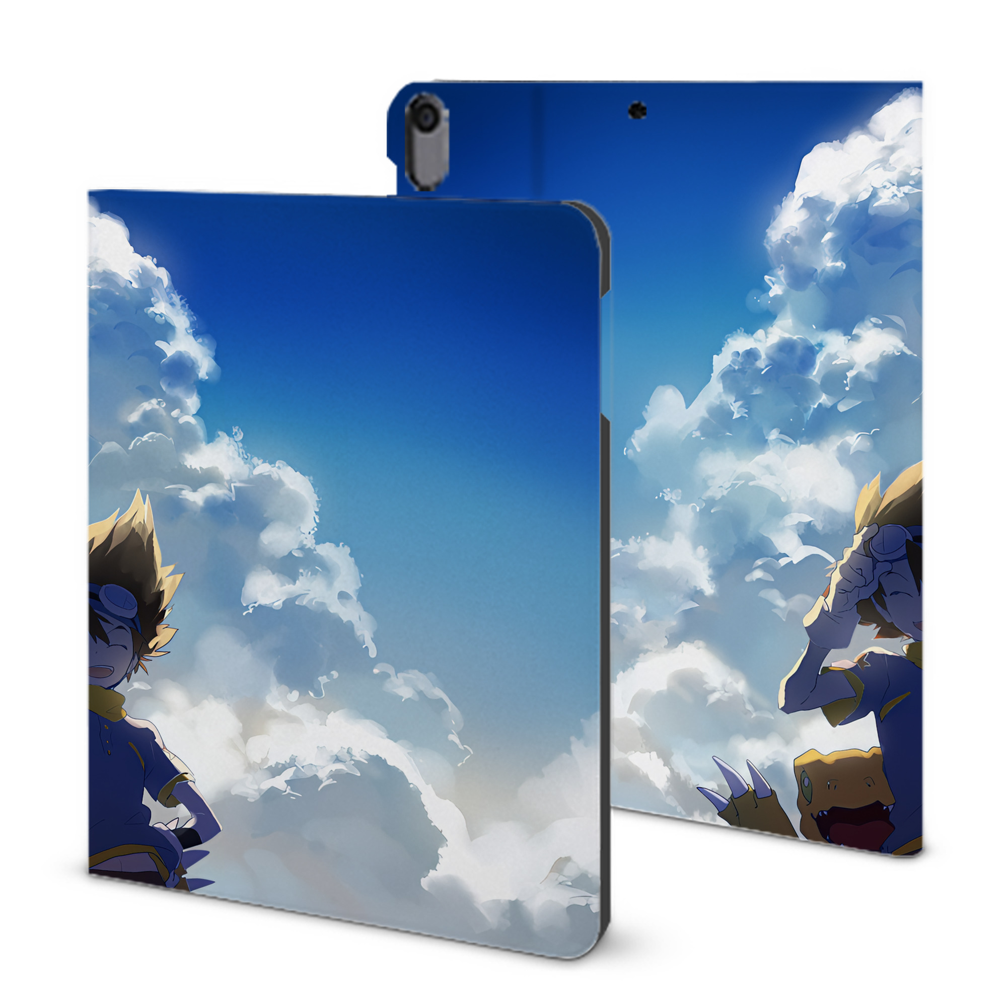 （画像用） Digimon デジタルモンスター/デジモン IPad ケース ブック型 PUレザー TPU 耐衝撃 軽量 薄型 ペン収納なし 全面保護 IPad 各モデル対応